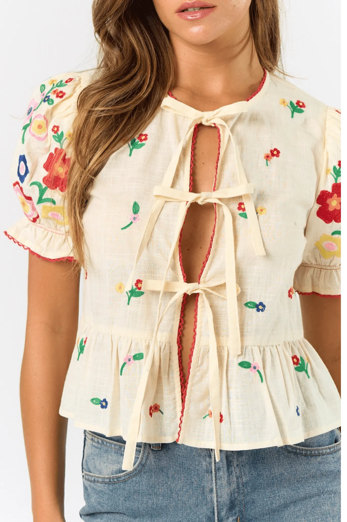 Front tie Sabrina top
