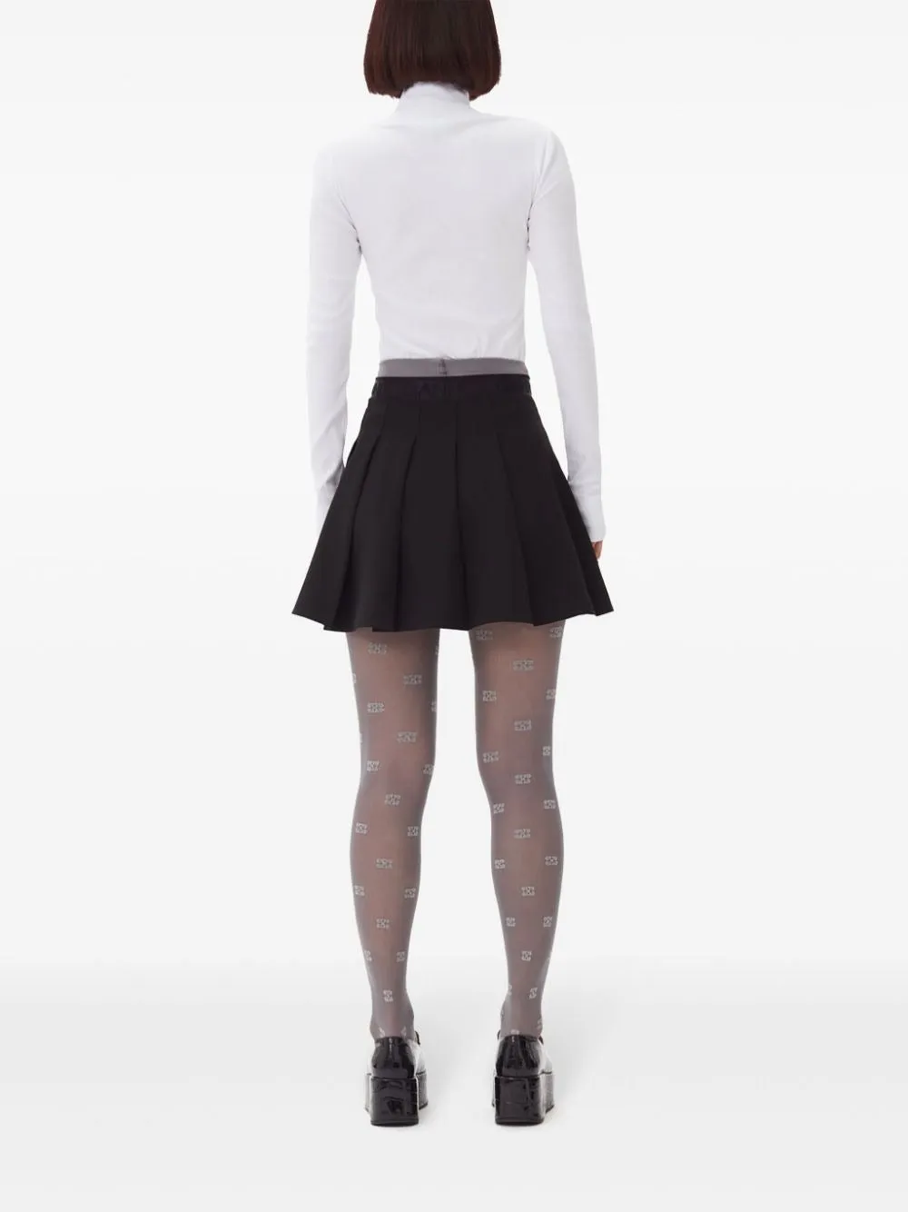 Ganni Light Twill Pleated Mini Skirt in Black