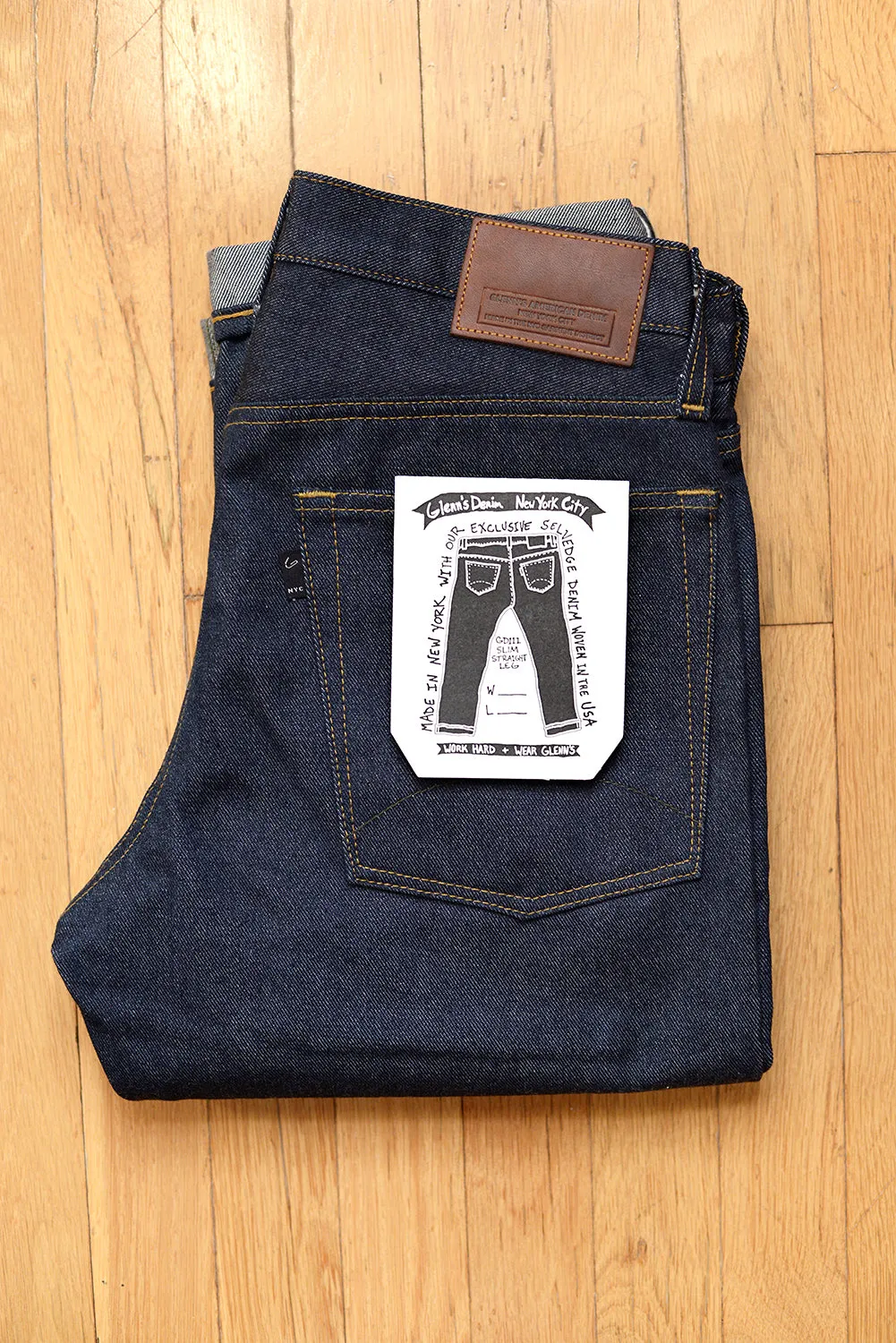 GD111 SLIM STRAIGHT | Raw 13 Oz Selvedge Denim - Classic Indigo