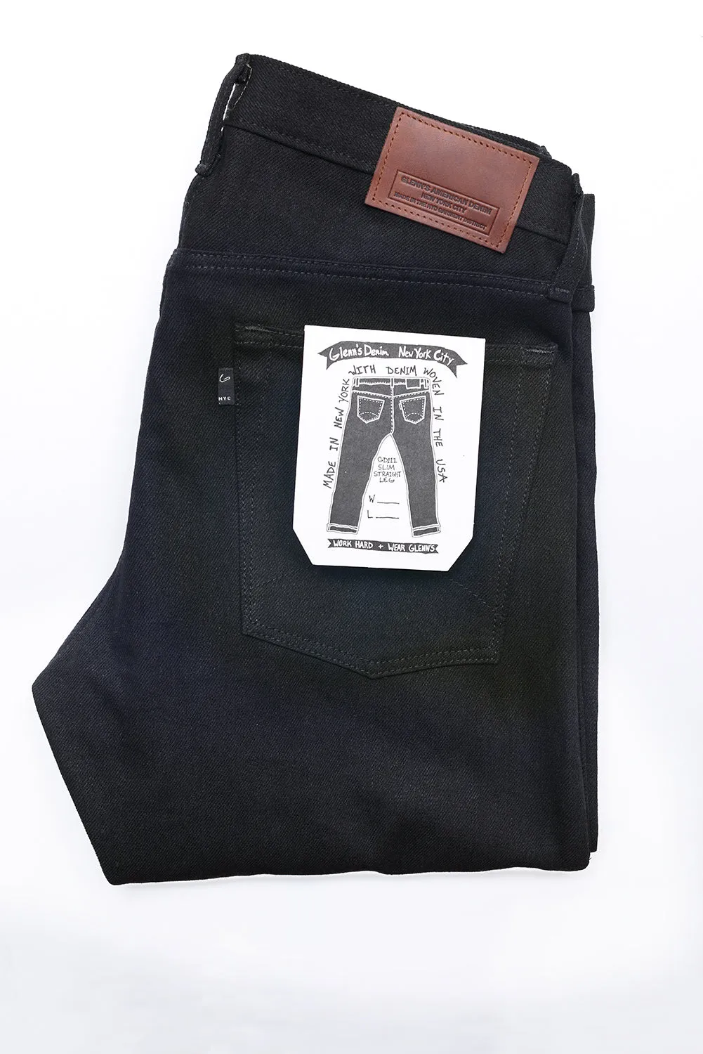 GD111 SLIM STRAIGHT | Raw 14 Oz Denim - Total Black