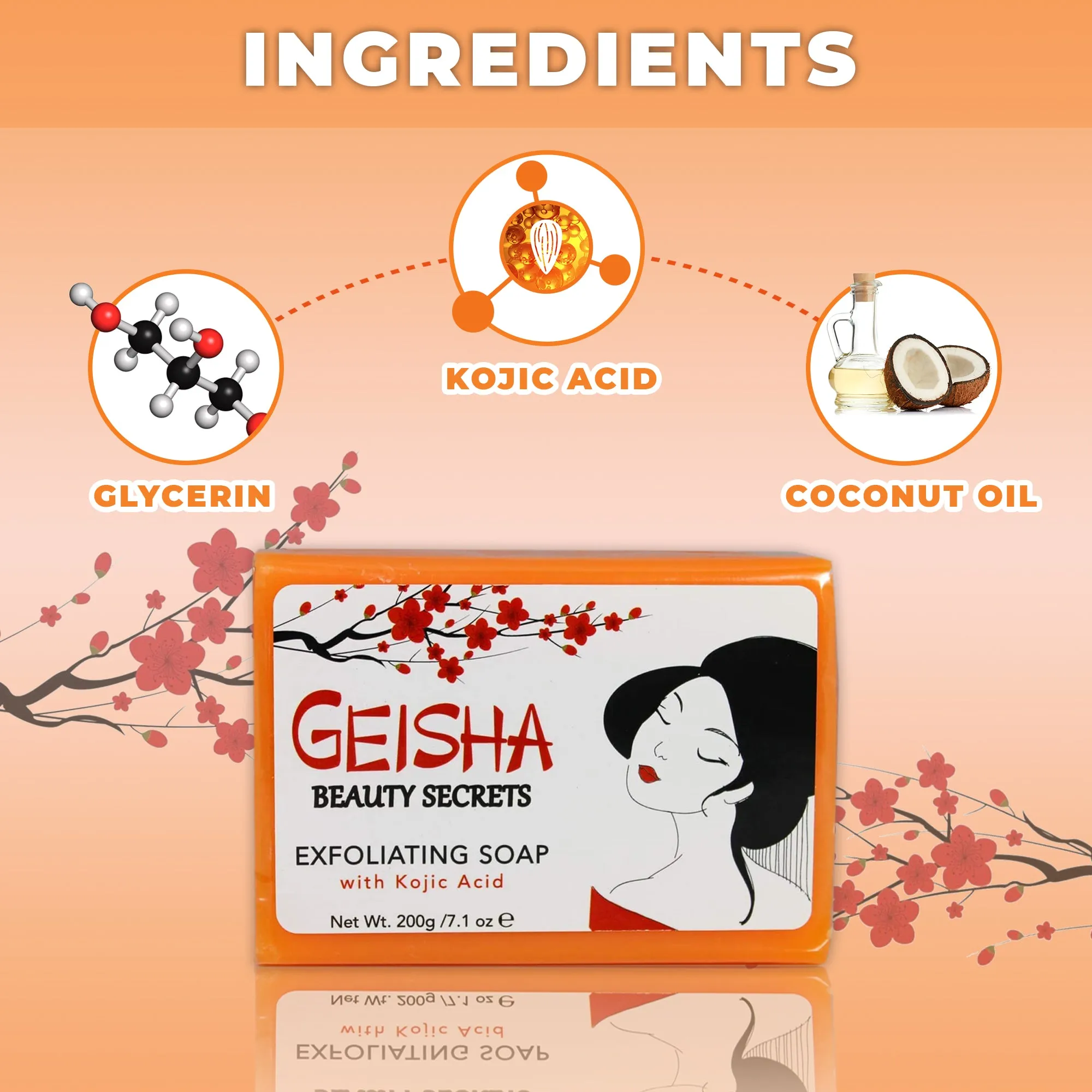 Geisha Beauty Secrets Exfoliating Soap with Kojic Acid - 200g / 7.1 oz