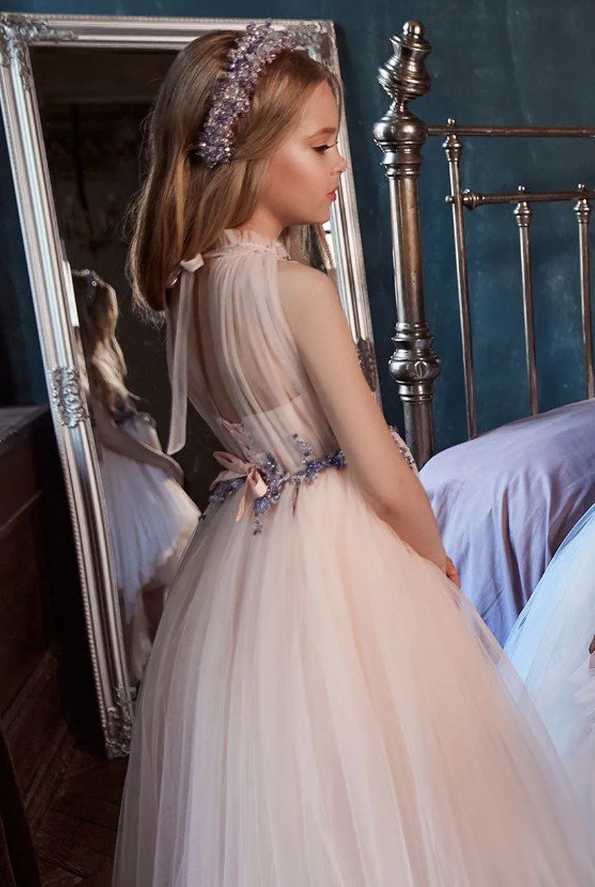 Girls Halter Neck Hi-Low Birthday Dress