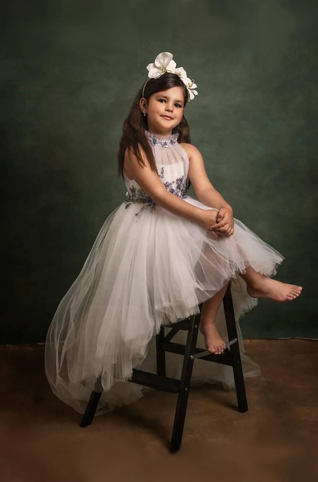Girls Halter Neck Hi-Low Birthday Dress