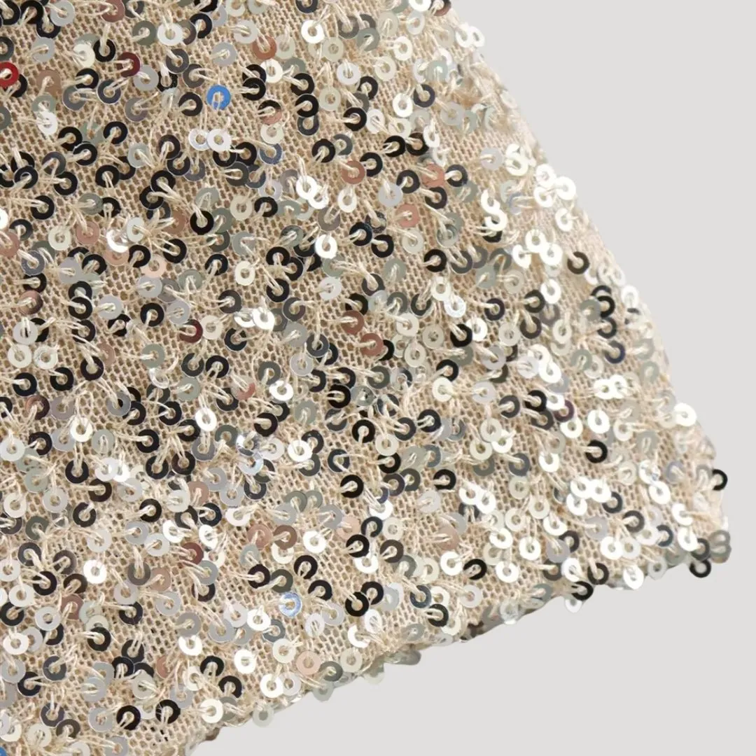 Glitter High-Neck Party Dress