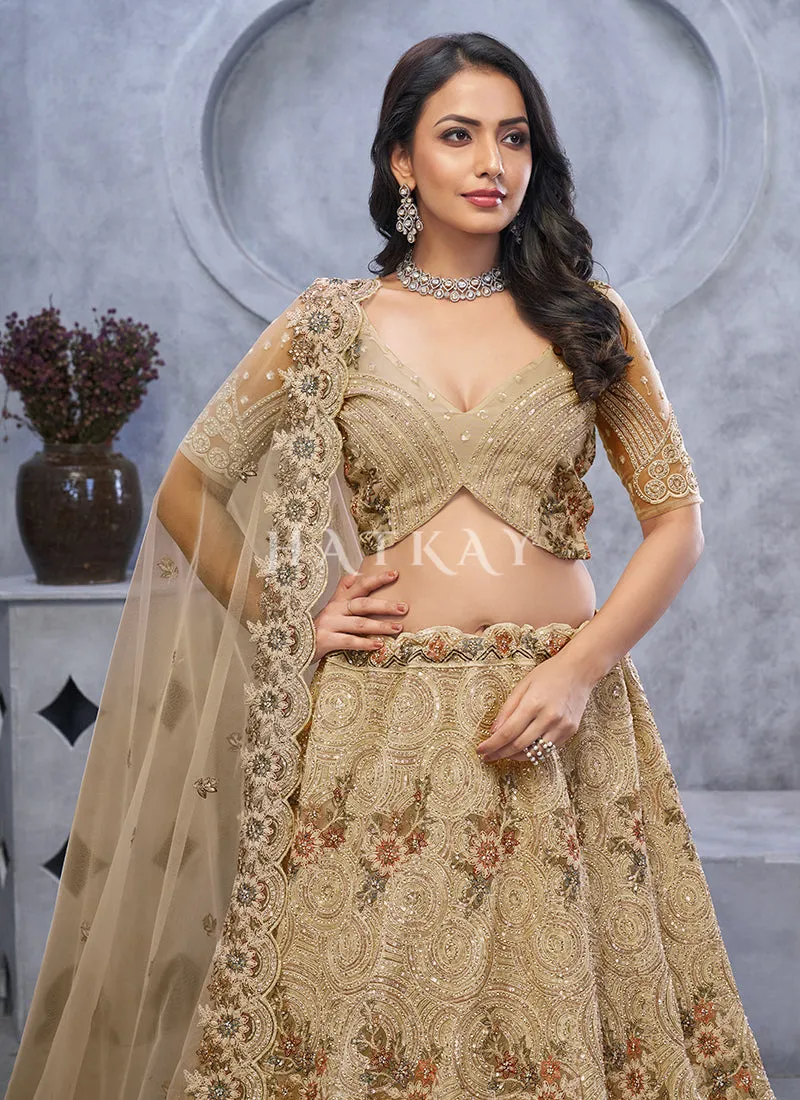 Golden Brown Bridal Lehenga Choli