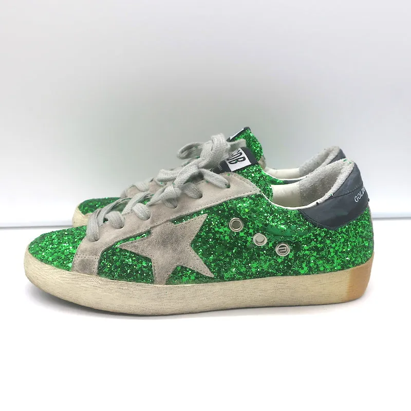 Golden Goose Superstar Glitter Sneakers Green Size 36