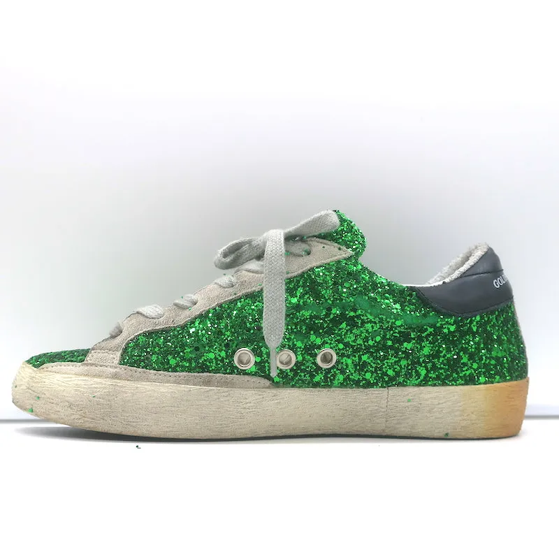 Golden Goose Superstar Glitter Sneakers Green Size 36