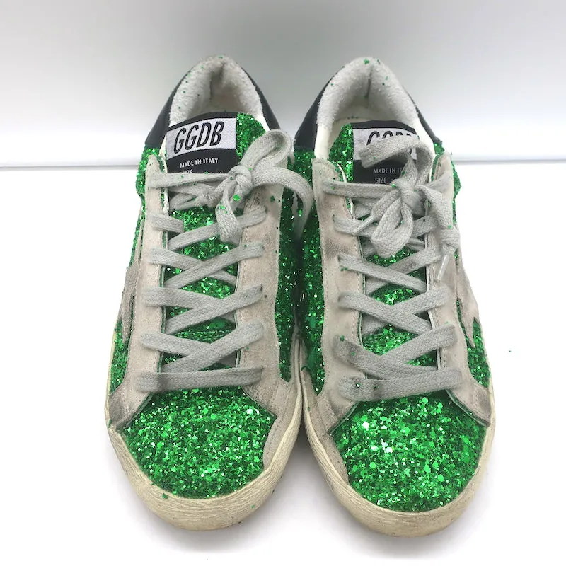 Golden Goose Superstar Glitter Sneakers Green Size 36