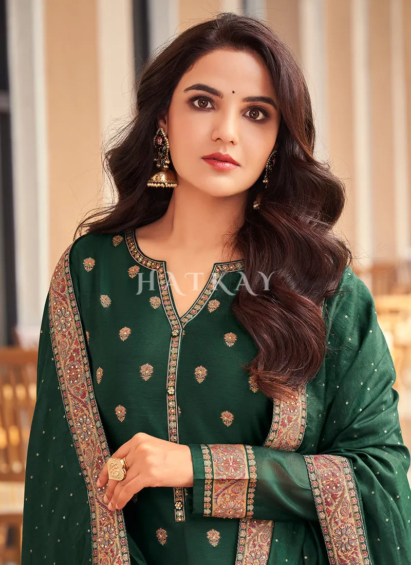 Green Embroidery Designer Salwar Kameez
