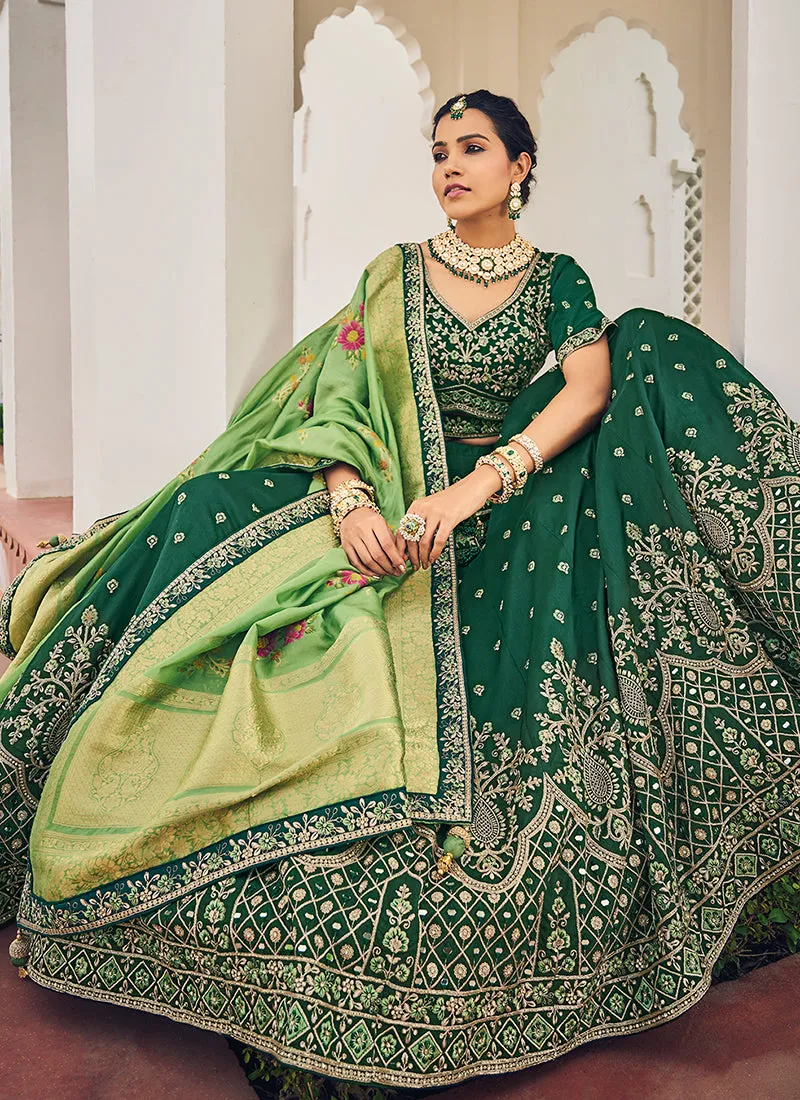 Green Embroidery Festive Lehenga Choli