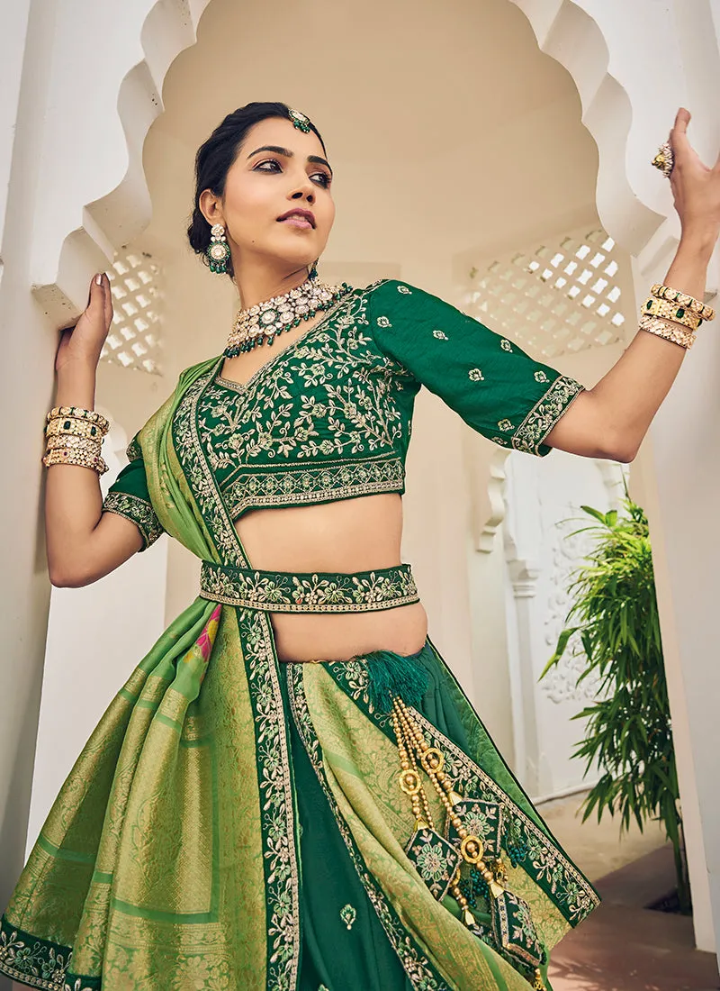 Green Embroidery Festive Lehenga Choli