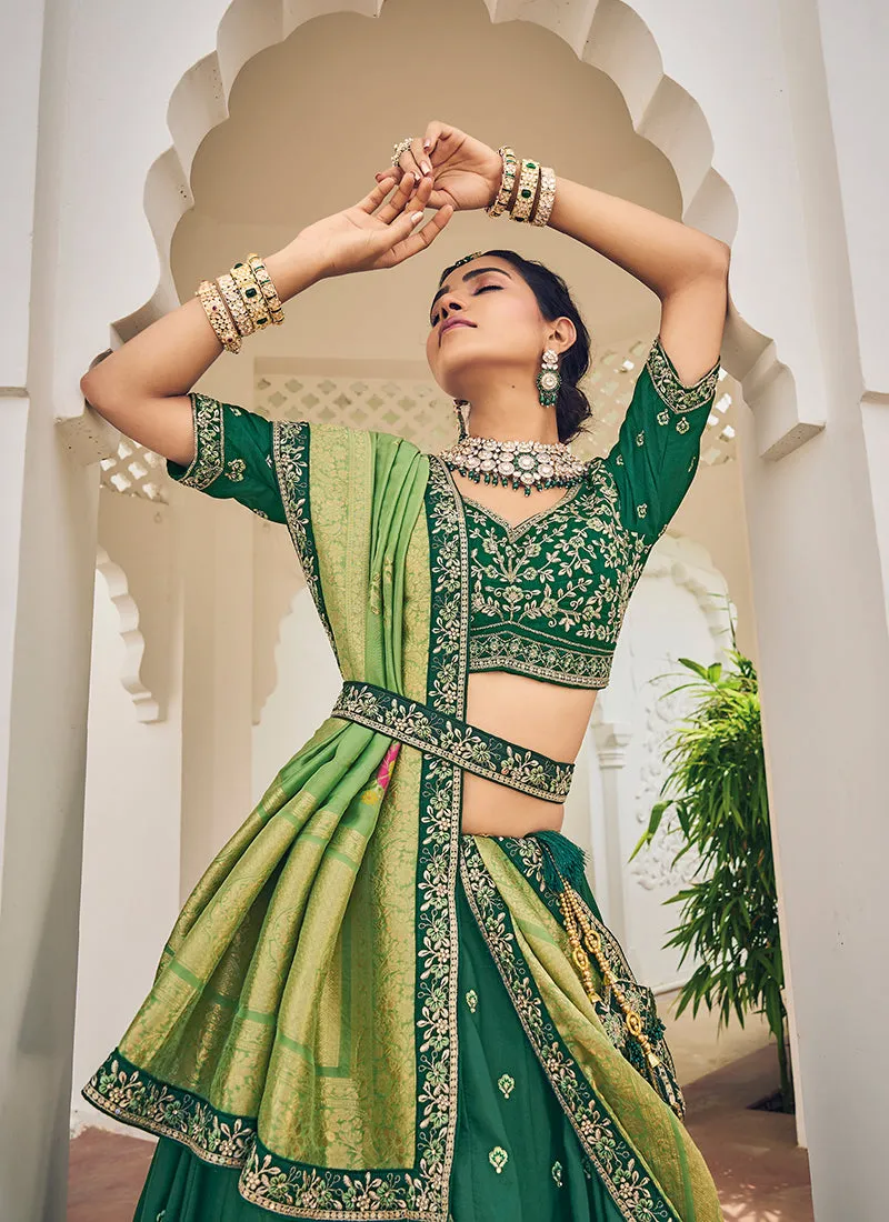 Green Embroidery Festive Lehenga Choli