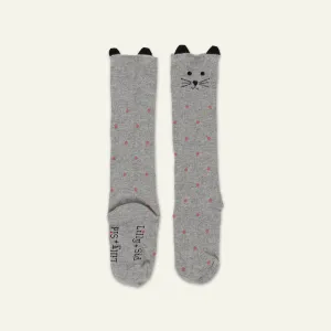 Grey Cat Applique Socks