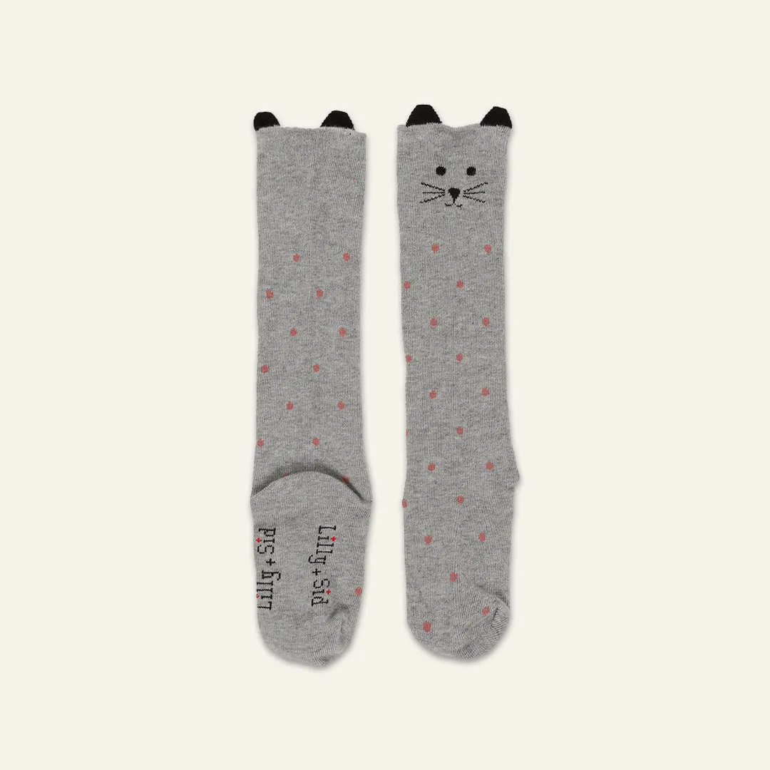 Grey Cat Applique Socks