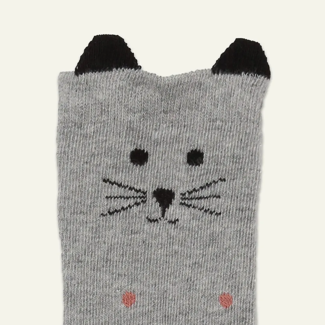 Grey Cat Applique Socks