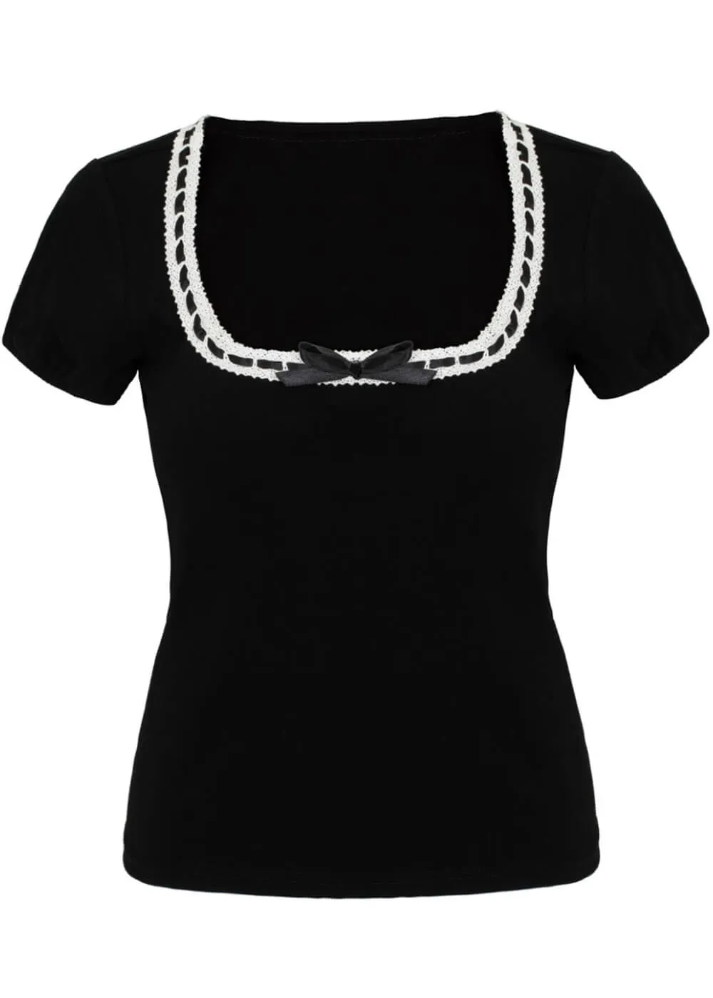 Hell Bunny Gracie Bow 50's Top Black