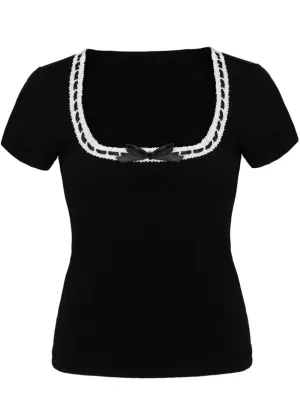 Hell Bunny Gracie Bow 50's Top Black