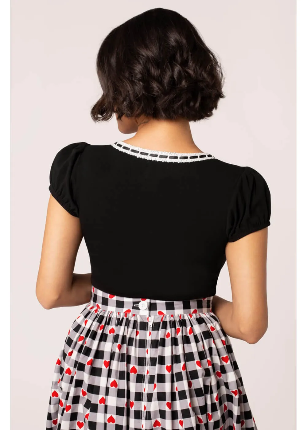 Hell Bunny Gracie Bow 50's Top Black