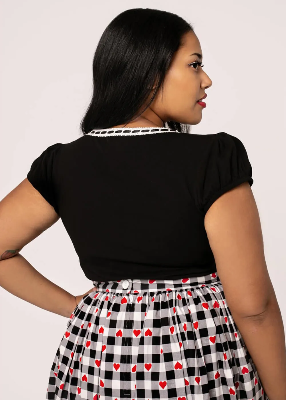 Hell Bunny Gracie Bow 50's Top Black