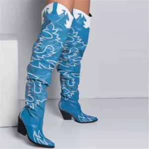 High Heels Shoes Winter Designer Pointed Toe Thigh High Boots