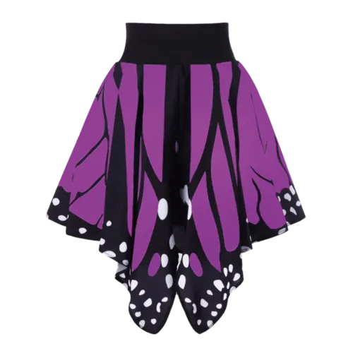 High Waist Butterfly Shape Skirt - Purple L