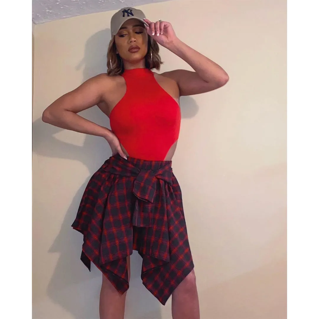 Irregular High Waist Knee Length Skirts