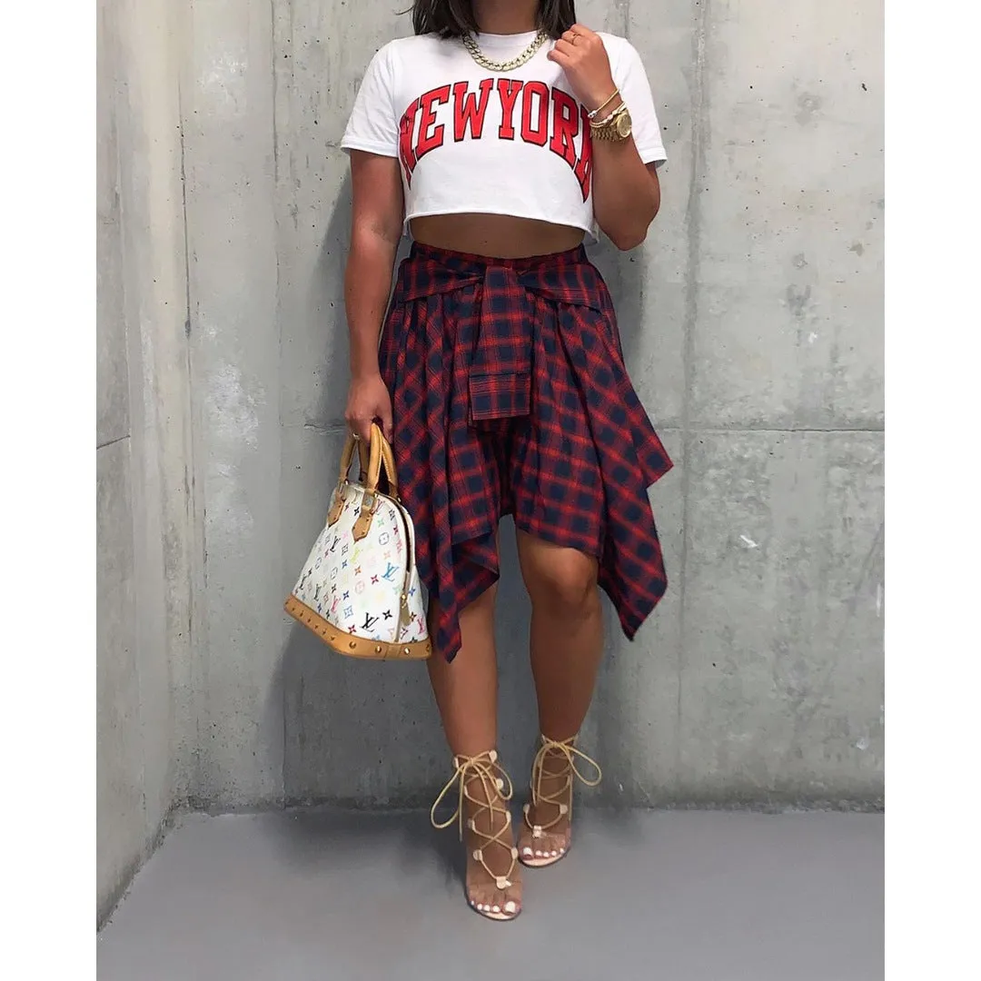 Irregular High Waist Knee Length Skirts
