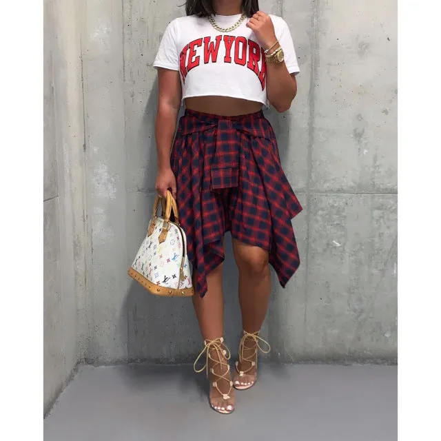 Irregular High Waist Knee Length Skirts
