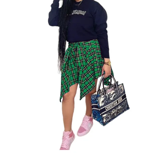 Irregular High Waist Knee Length Skirts