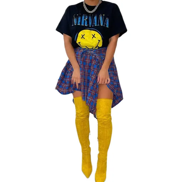 Irregular High Waist Knee Length Skirts