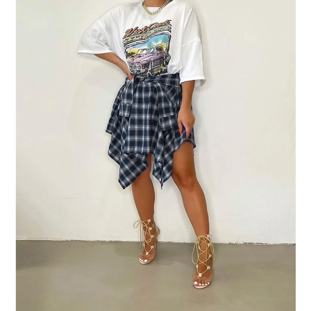 Irregular High Waist Knee Length Skirts