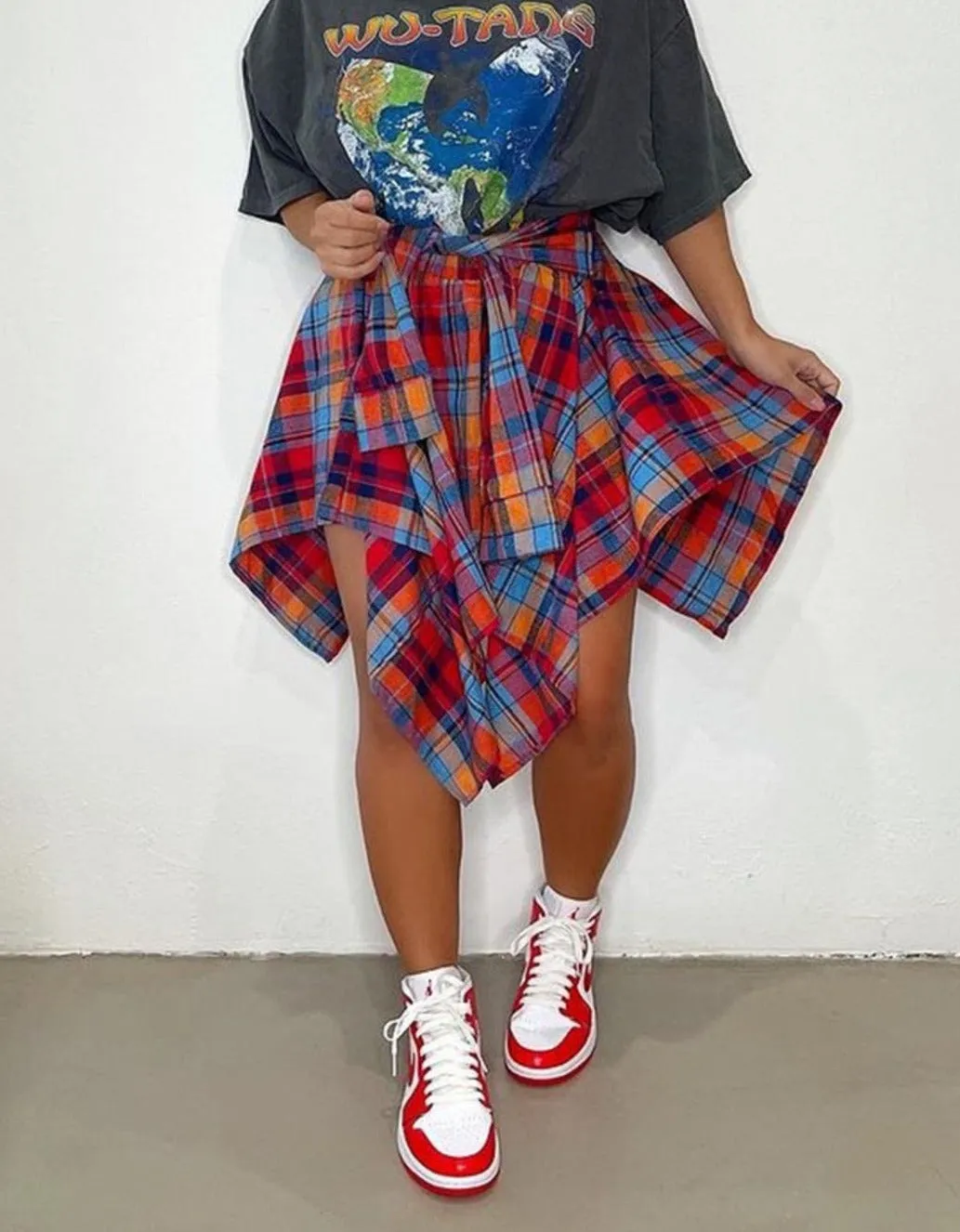 Irregular High Waist Knee Length Skirts