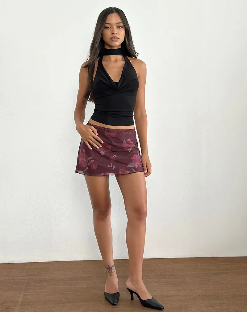 Jeor Mini Skirt in Blooming Rose Burgundy
