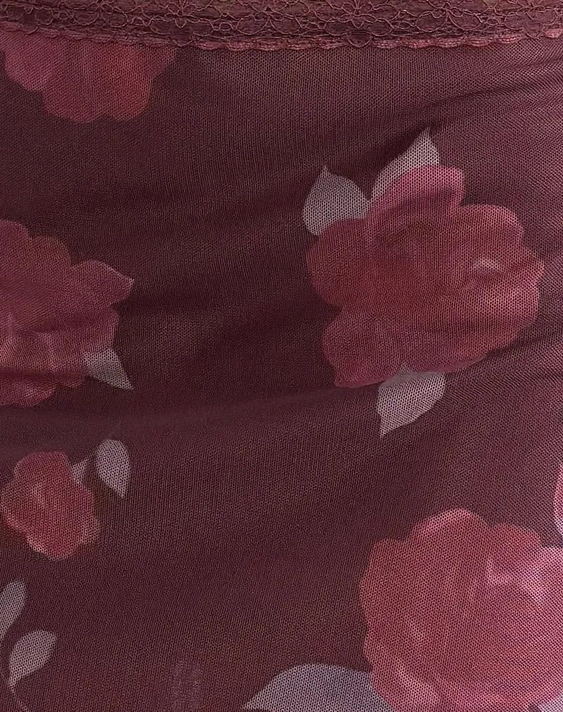 Jeor Mini Skirt in Blooming Rose Burgundy
