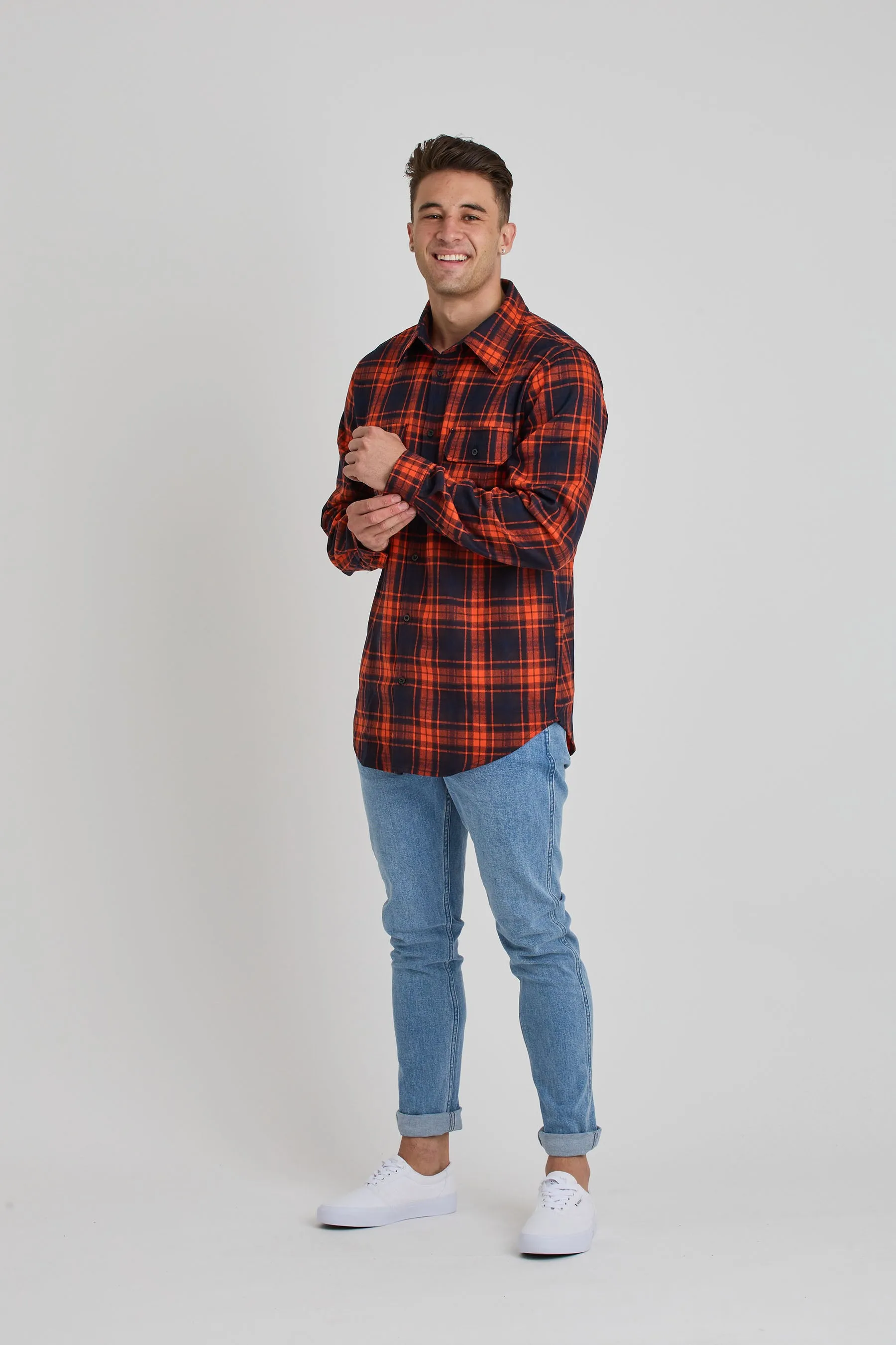 Jetpilot Mens Flannel Shirt - Orange