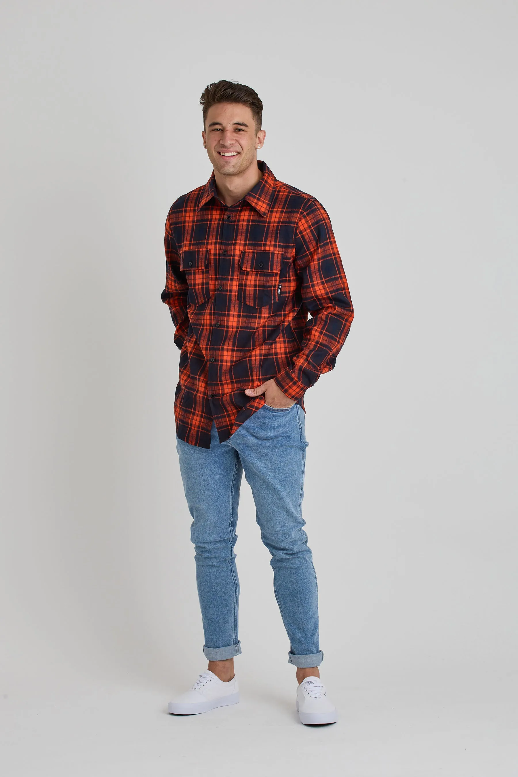 Jetpilot Mens Flannel Shirt - Orange