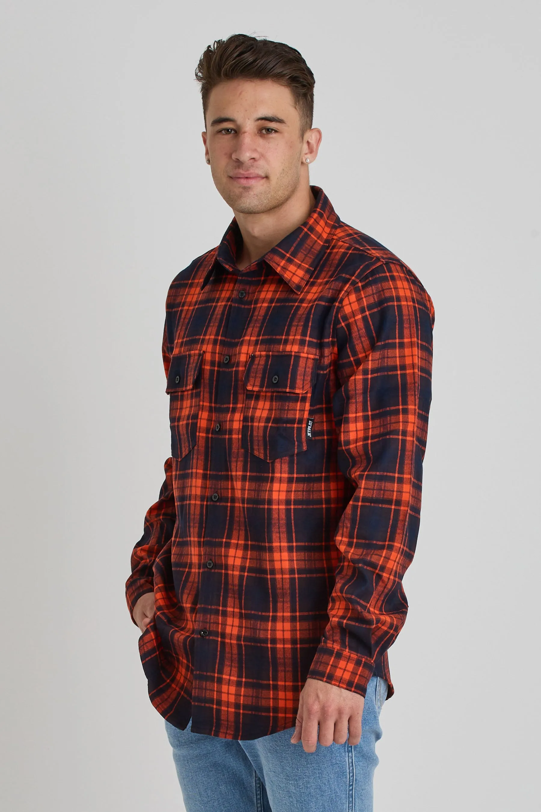 Jetpilot Mens Flannel Shirt - Orange
