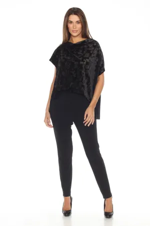 Joseph Ribkoff Black/Gold Foiled Animal Print Velvet Jumpsuit 244001