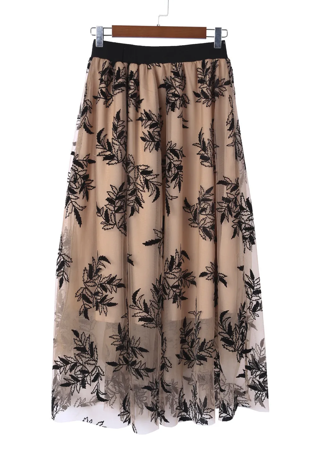 KaleaBoutique Floral Leaves Embroidered High Waist Maxi Skirt