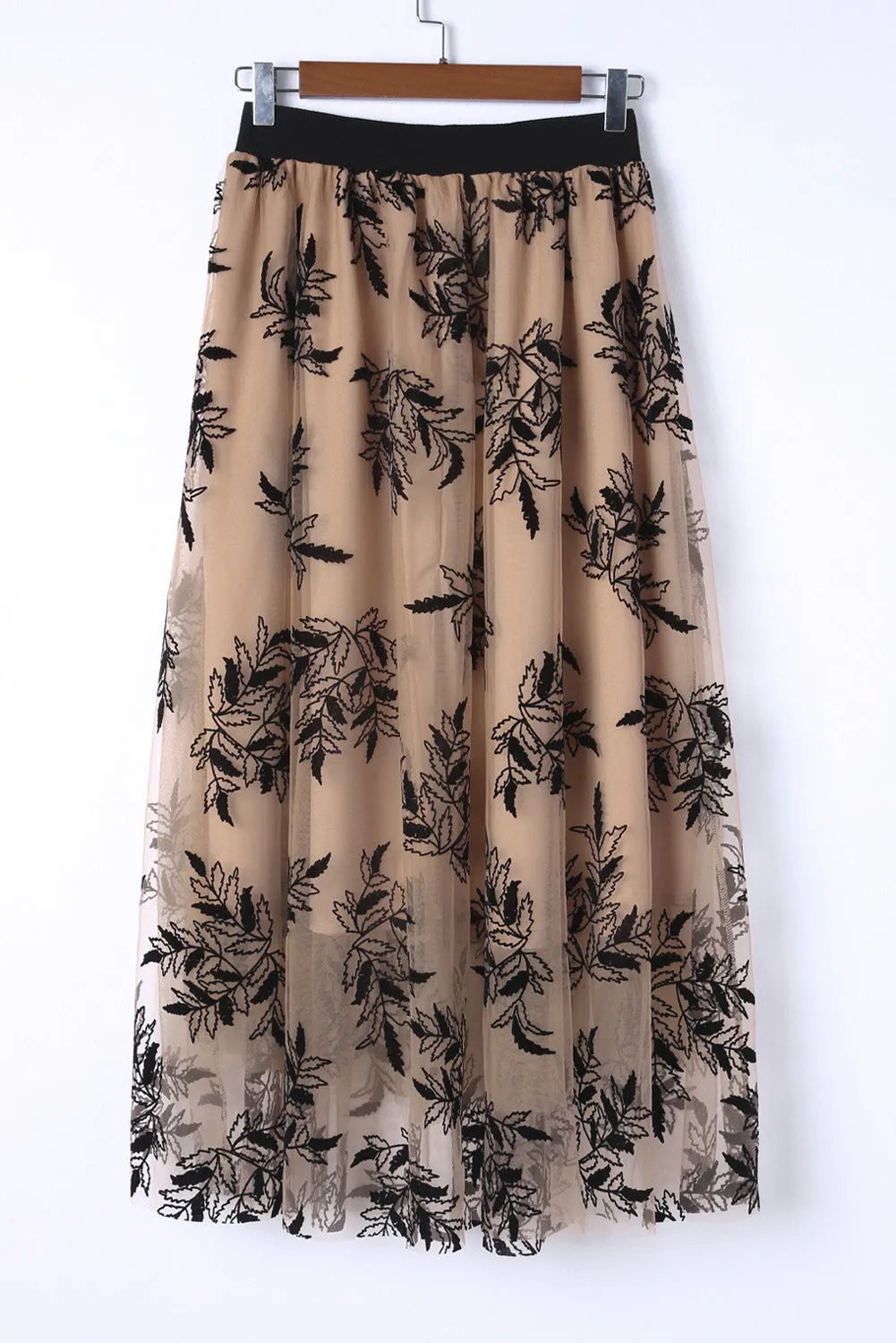 KaleaBoutique Floral Leaves Embroidered High Waist Maxi Skirt