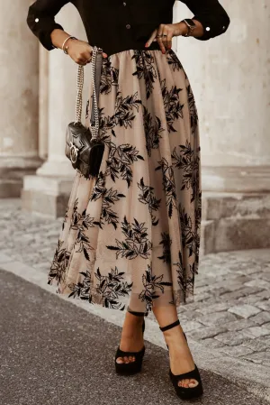 KaleaBoutique Floral Leaves Embroidered High Waist Maxi Skirt
