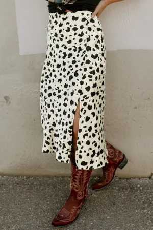 KaleaBoutique Stylish Leopard Spots Printed Split Hem Midi Skirt