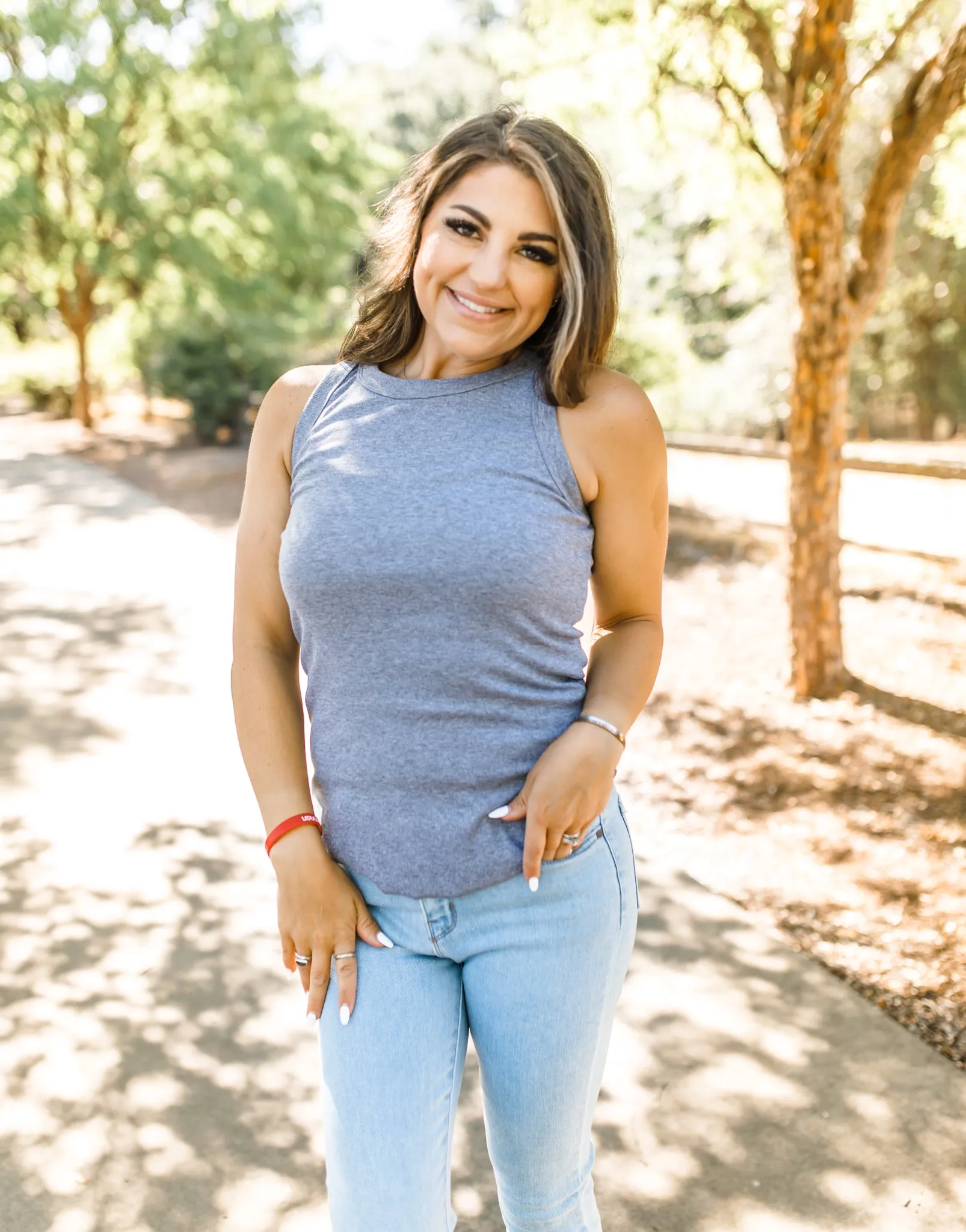 Kate Ribbed Tank - Grey - Restocked!