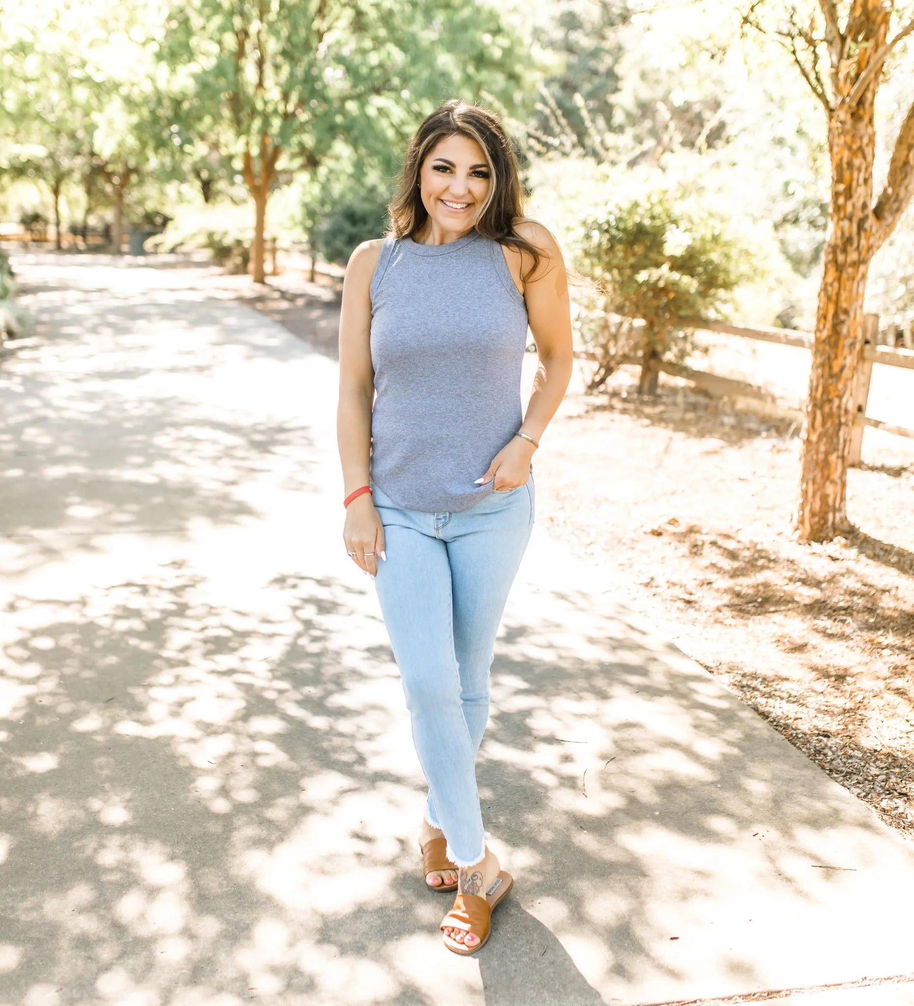 Kate Ribbed Tank - Grey - Restocked!