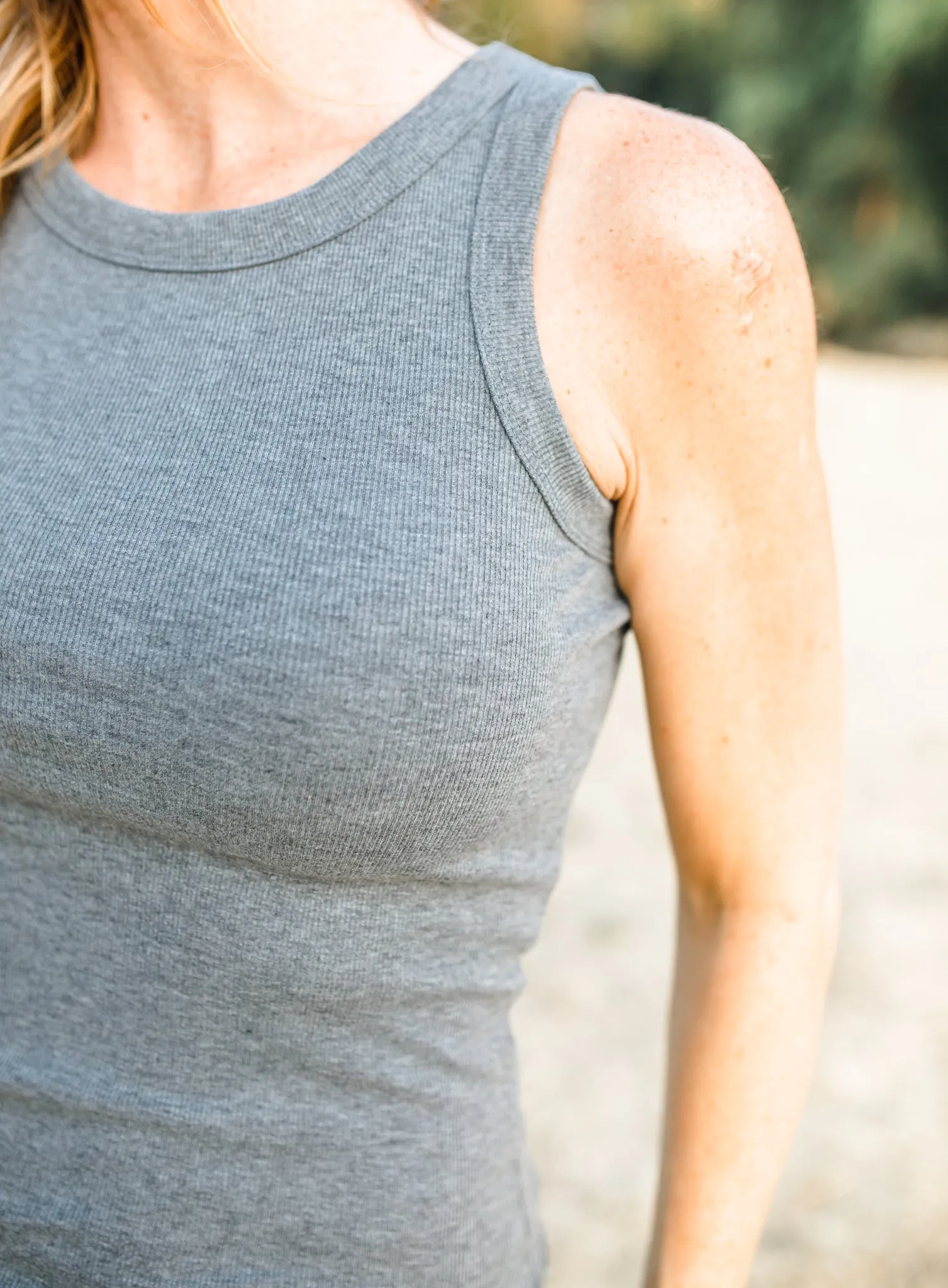 Kate Ribbed Tank - Grey - Restocked!