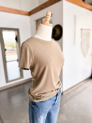 Kate Ribbed Tee - Mocha