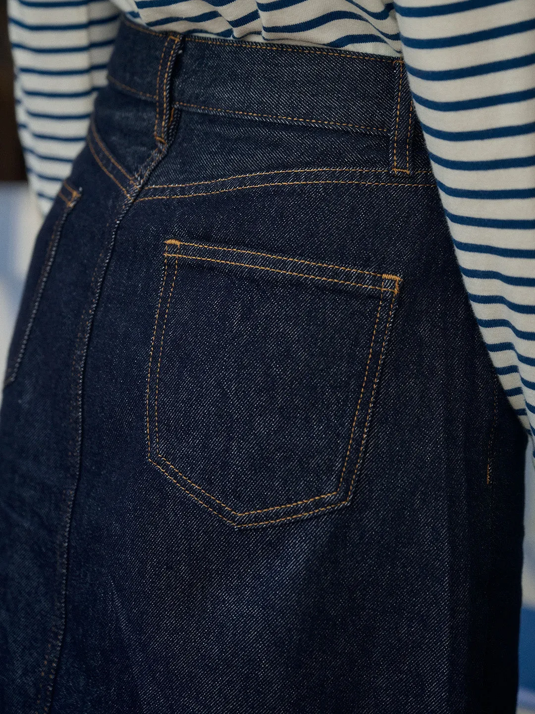 Kayleigh Vintage A-Line Cotton Denim Skirt