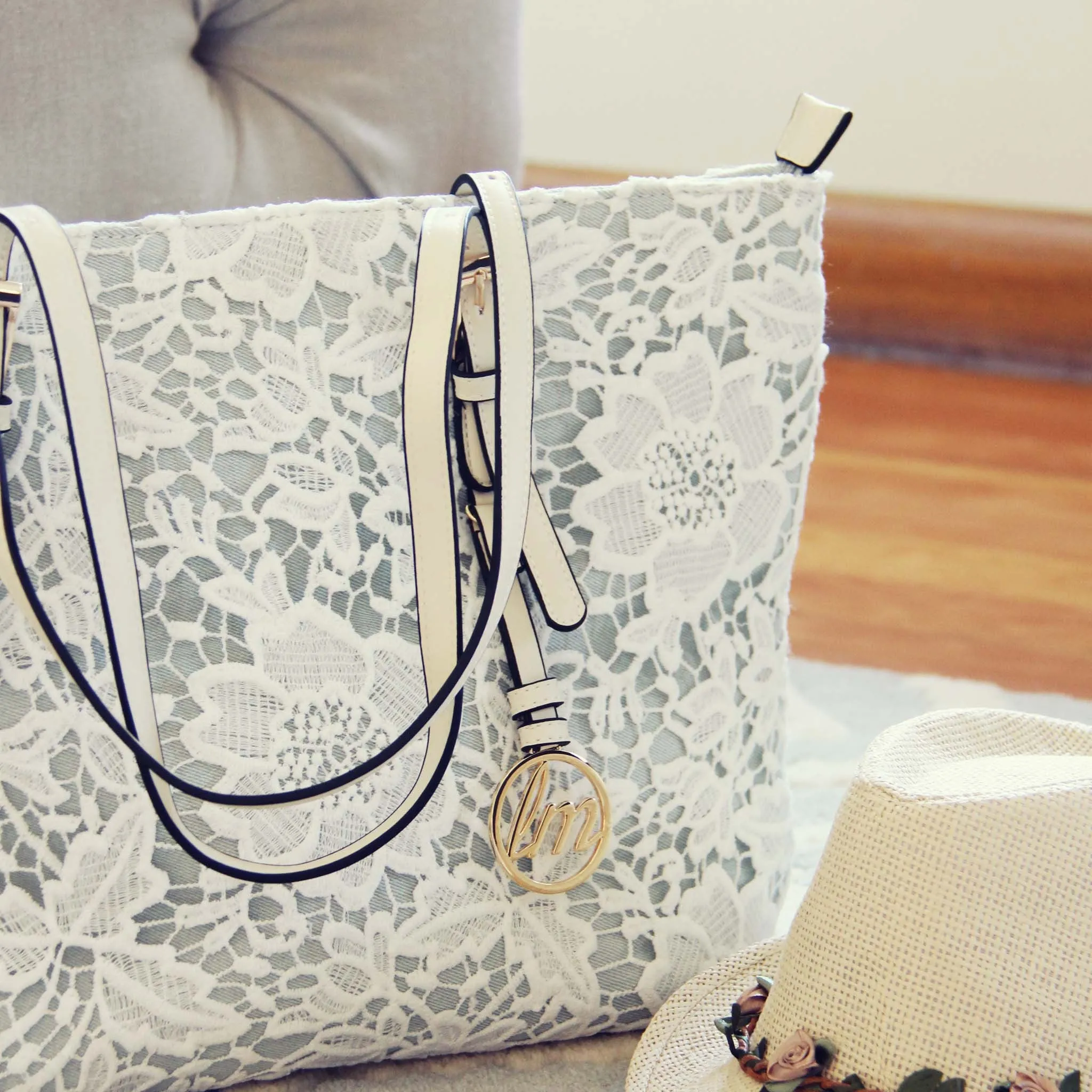 Lace & Chambray Tote