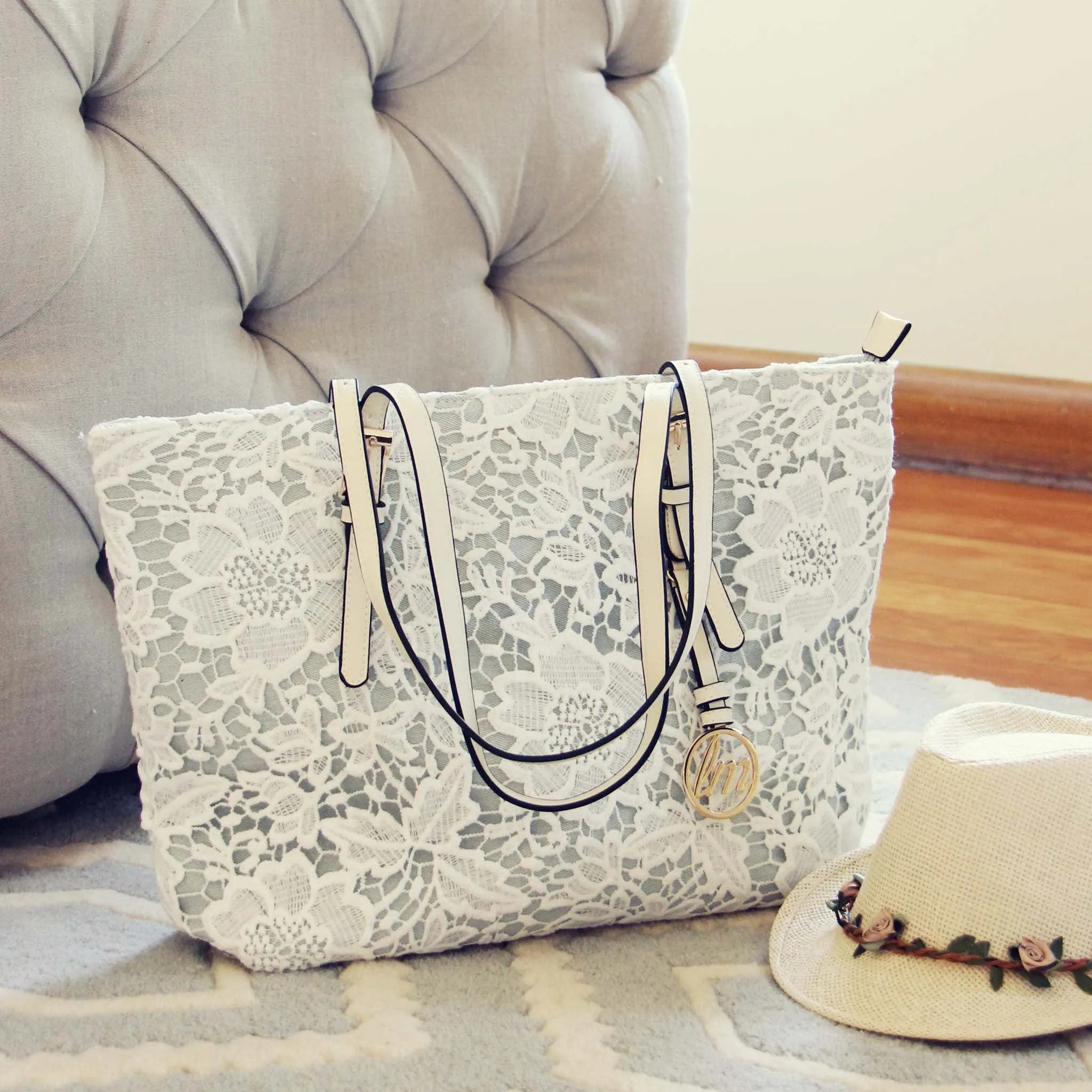 Lace & Chambray Tote