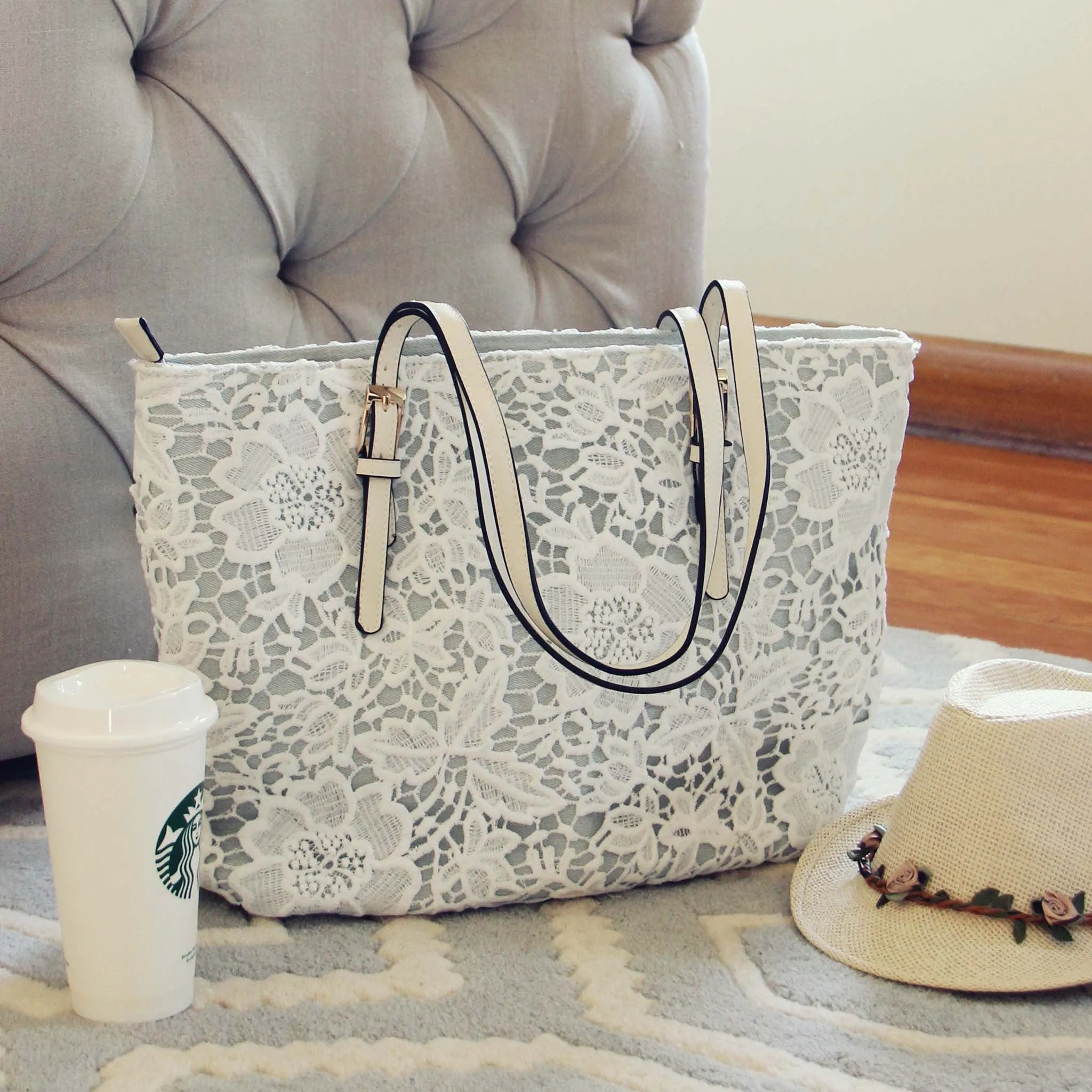 Lace & Chambray Tote